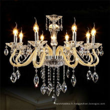 Or 8 bras bougie cristal lustre intérieur lumière pendentif luminaire